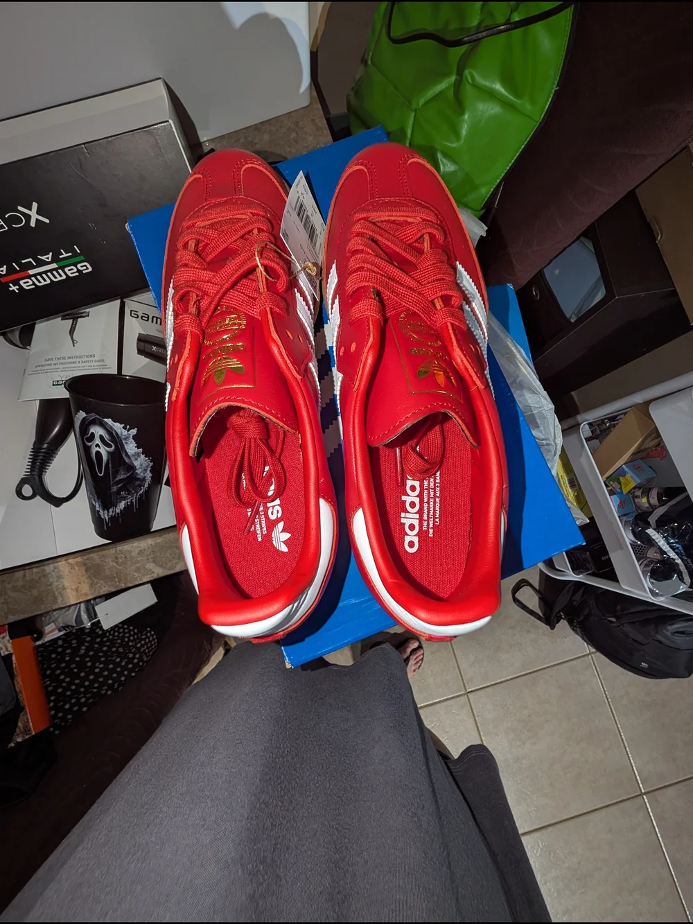 Adidas Samba OG 8.5 men's Red Leather Sneakers with White Stripes